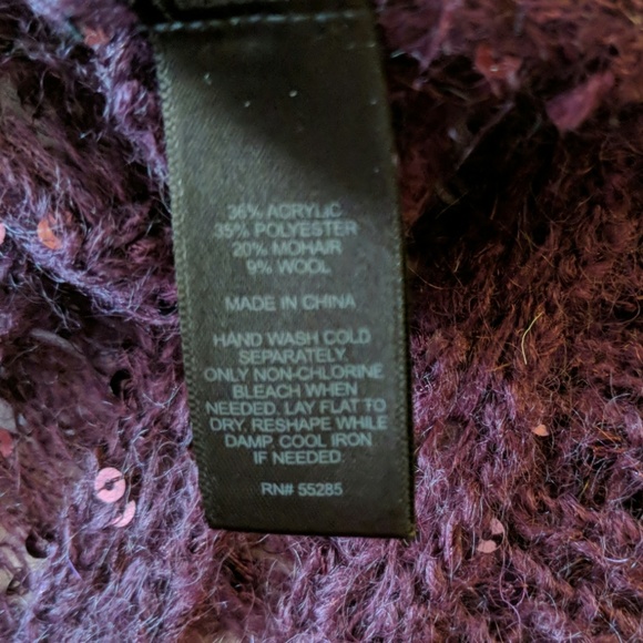 NWT Express Cropped Sequins cardigan, plum, sz XS - Picture 4 of 7